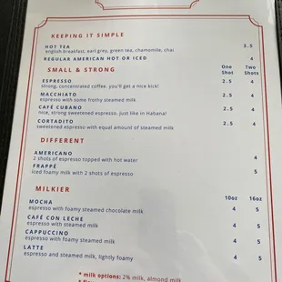 menu