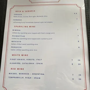menu