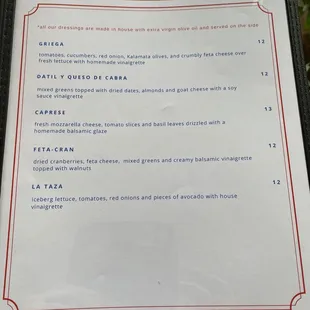 menu