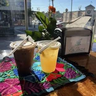Mexican mocha and iced tea lemonade
