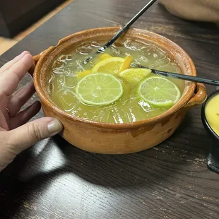 Shareable margarita in a large bowl