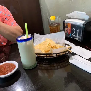 Pina Colada and chips.