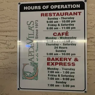 Hours extended to 12 midnight on Fridays and Saturdays.