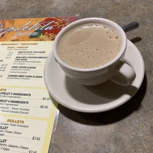 Cuban coffee with milk s 1.95 l 3.20