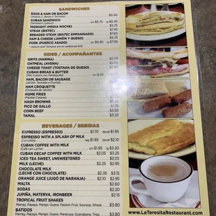 Breakfast menu