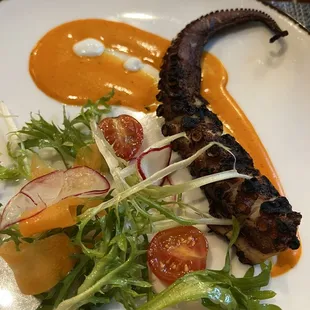 Charred octopus. Miami Spice appetizer