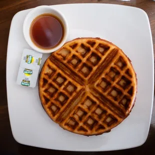 Buttermilk Waffle with butter &amp; maple syrup