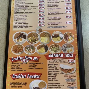 Breakfast menu