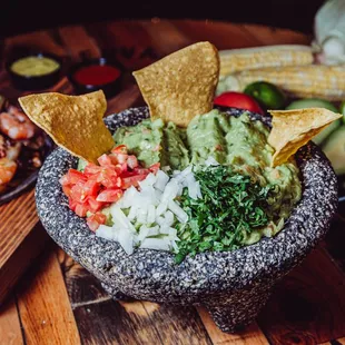 GUACAMOLE      Made fresh in La Terraza's kitchen served in a traditional Aztec stone plate "molcajete" with fresh avocados, chopped onion