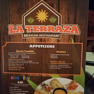 a menu for a mexican restaurant