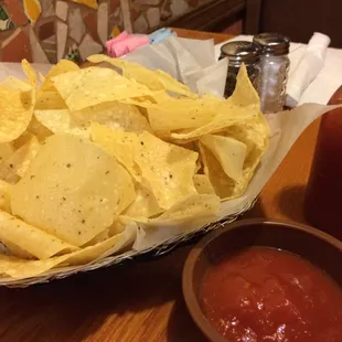 Thin chips with tasty salsa