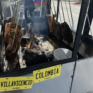 Outside meat cooking.