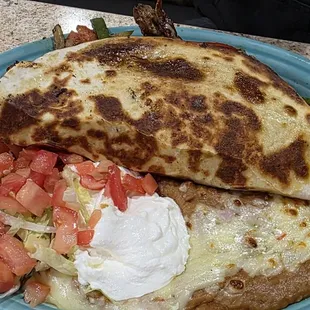 Lunch Steak quesidilla with beans