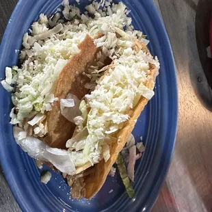 Shredded chicken taco