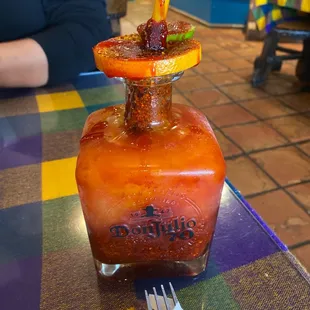 Cheers to the weekend!! Our drink. Mango margarita with chamoy. We called it la Juliana.