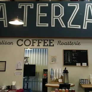 the sign above the counter