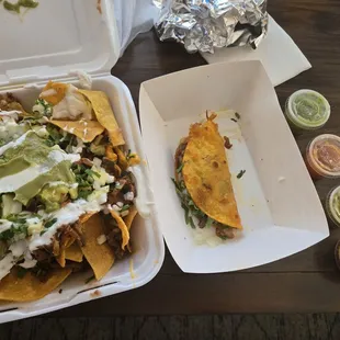 Nachos Al Pastor and 1 Quesabirria (should have gotten at least 2 of those!)