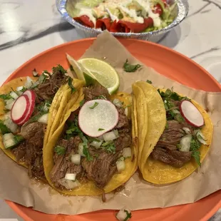 Birria tacos and chile verde taquitos