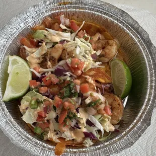 Blackened Shrimp Queso Tacos.