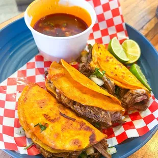 Quesa Birria Tacos. My favorite item here.