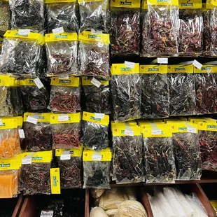 a variety of dried herbs