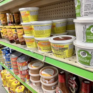 shelves of various products