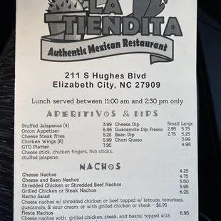 menu