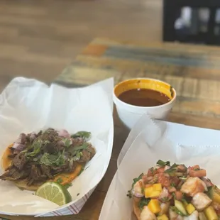 Tostada Shrimp Taco De Birria Goat