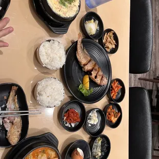 a table full of food