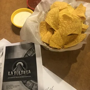 Tortilla Chips with two types of salsas