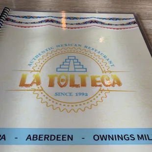 Menu cover