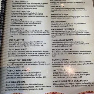 Regular lunch menu