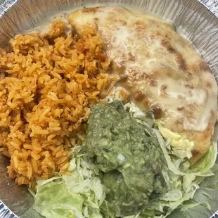 Monterey Quesadilla with grilled chicken and guac instead of sour cream (takeout)