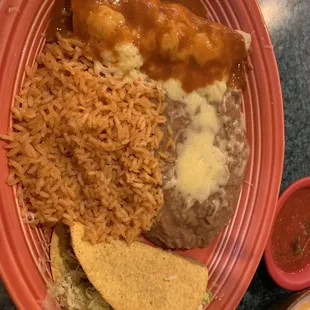 Crispy taco and enchilada combo meal