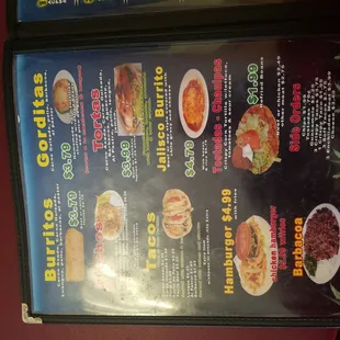 tacos, menu