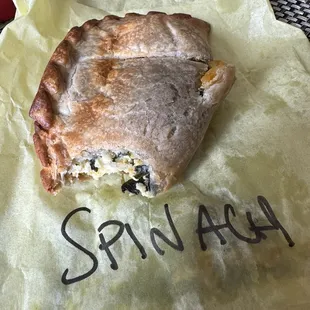 Spinach, potato, and egg breakfast empanada