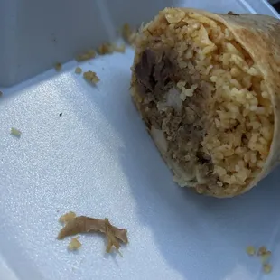 Lazy burrito fills with mostly rice. Shame