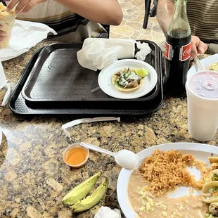a group of people eating