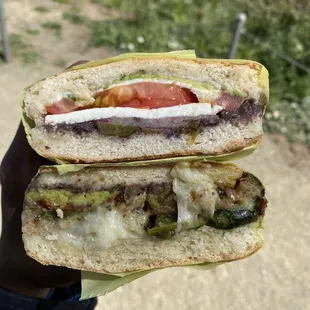 11. Vegetarian Torta (top),  19. Rajas con Queso Torta (bottom)