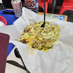 Loaded fries with asada
