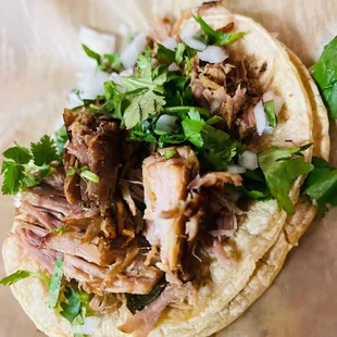 pulled pork on a tortilla