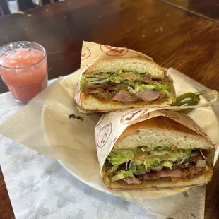 Torta Cubana and a glass of guava juice