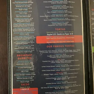 Updated Menu