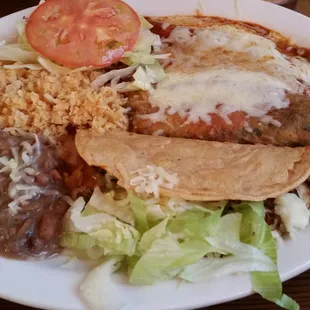 Best meal for under $10. Enchilada, Chile rellano, Taco, beans and rice. It was a very well prepared and presented meal.