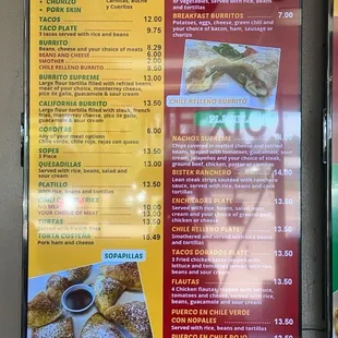 menu