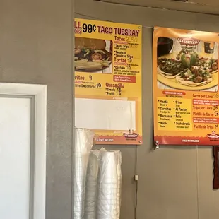 a menu for a taco tuesday