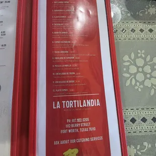 menu