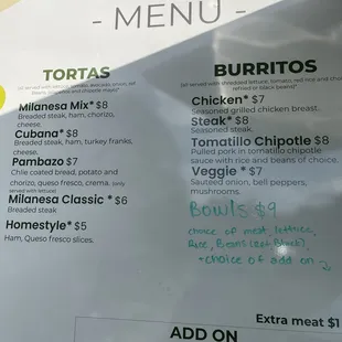 the menu
