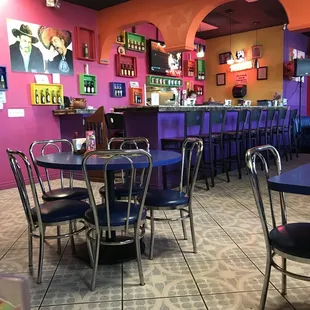 a brightly colored bar and restaurant