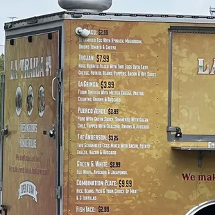 closeup of other 1/2 of updated menu and pricing, late August &apos;23